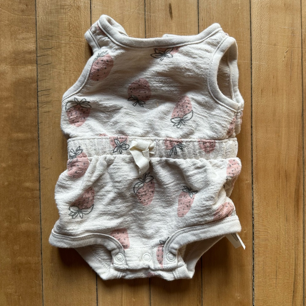 Organic Cotton Strawberry Print Sleeveless Baby Romper
